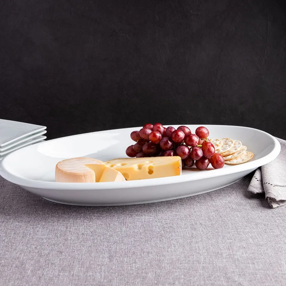 KSP Halo Porcelain Oval Platter (White)