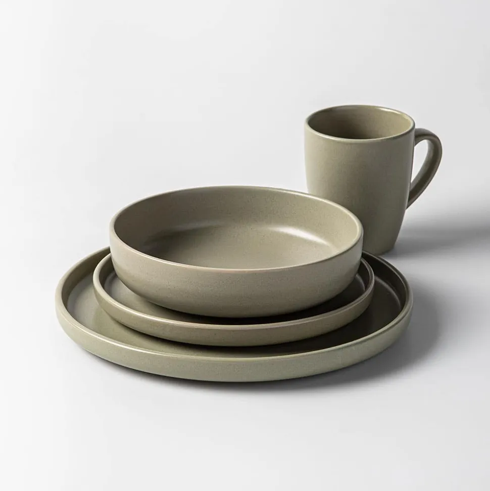 KSP Hans Stoneware Dinnerware - Set of 16 (Green)