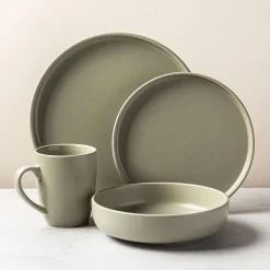 KSP Hans Stoneware Dinnerware - Set of 16 (Green)
