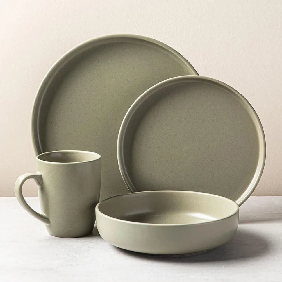 KSP Hans Stoneware Dinnerware - Set of 16 (Green)
