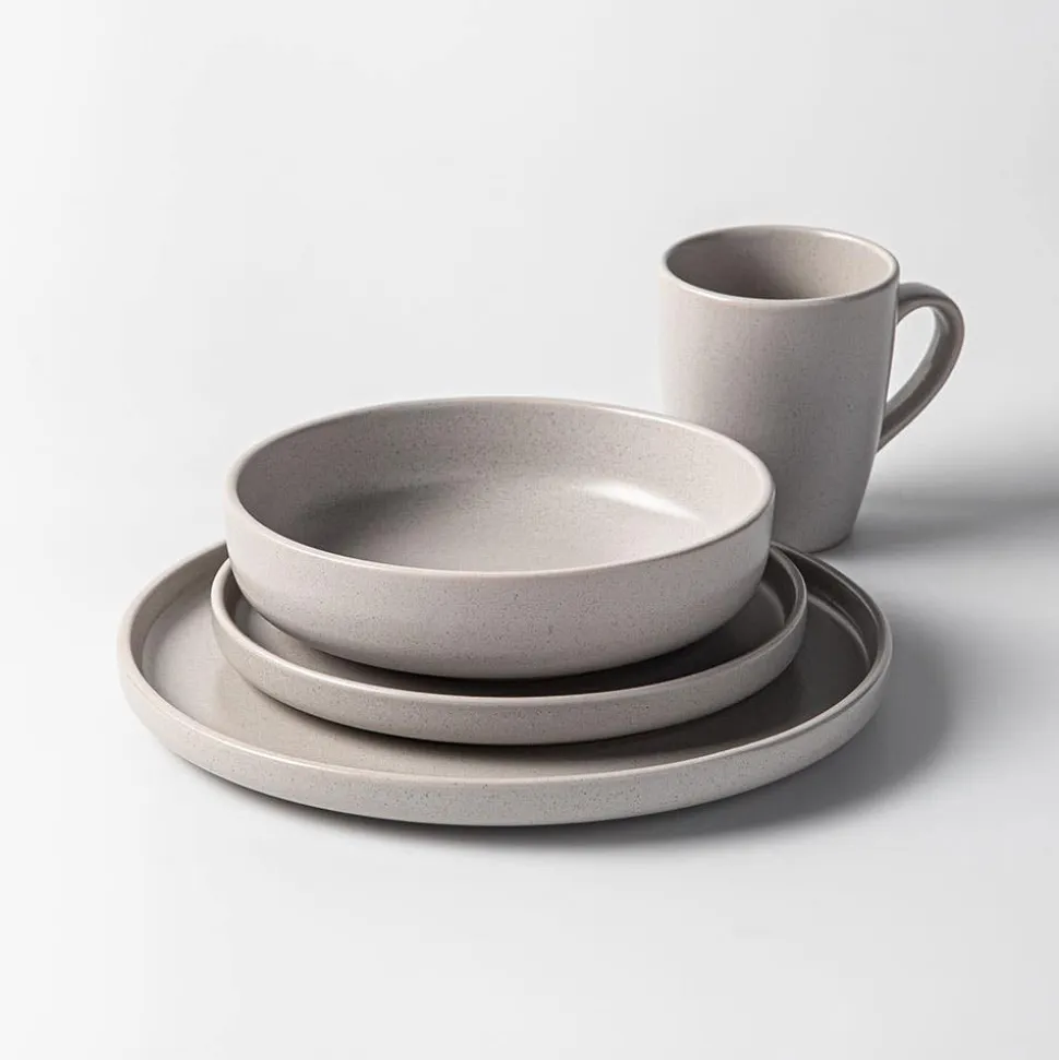KSP Hans Stoneware Dinnerware - Set of 16 (Grey)