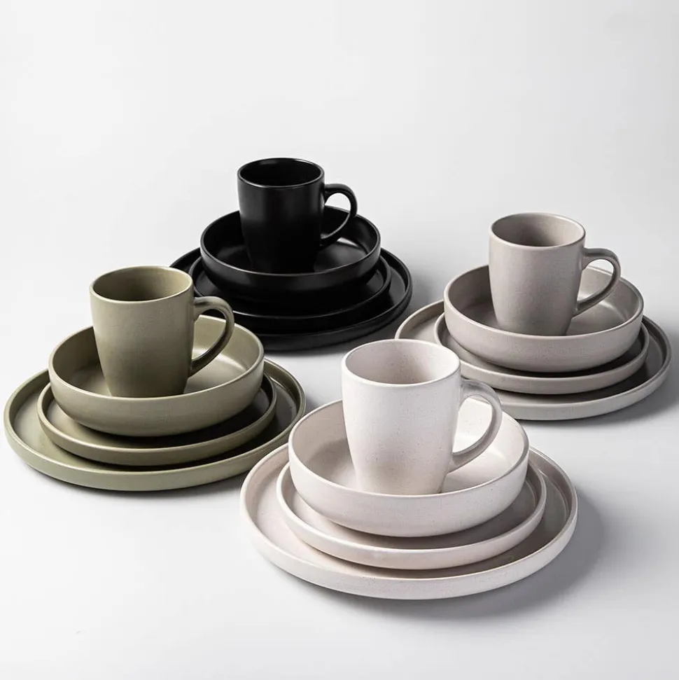 KSP Hans Stoneware Dinnerware - Set of 16 (Grey)