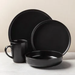 KSP Hans Stoneware Dinnerware - Set of 16 (Black)