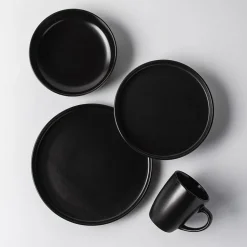 KSP Hans Stoneware Dinnerware - Set of 16 (Black)