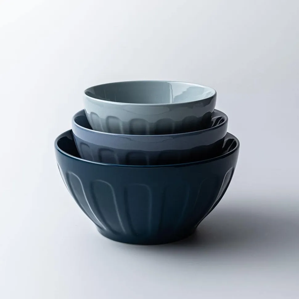 KSP Heirloom 'Faceted' Mixing Bowl - Set of 3 (Blue)