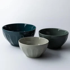 KSP Heirloom 'Faceted' Mixing Bowl - Set of 3 (Green)