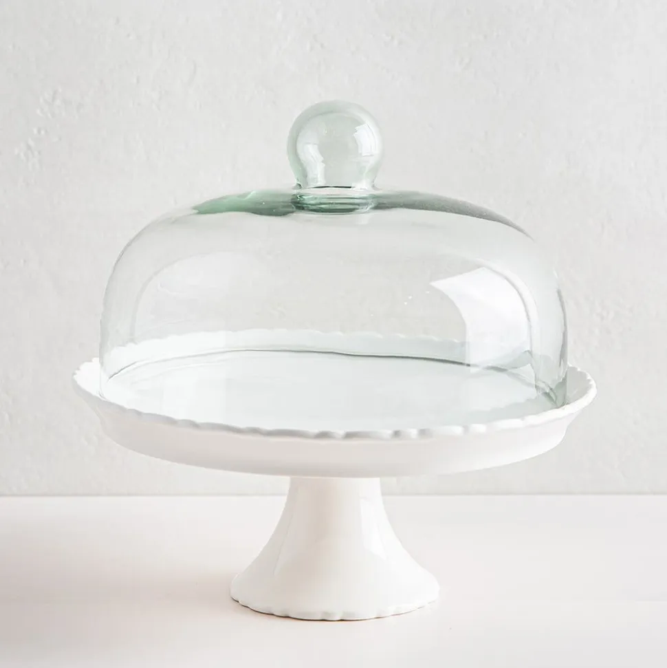 KSP Heritage Porcelain Cake Plate with Cover (White)