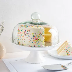 KSP Heritage Porcelain Cake Plate with Cover (White)