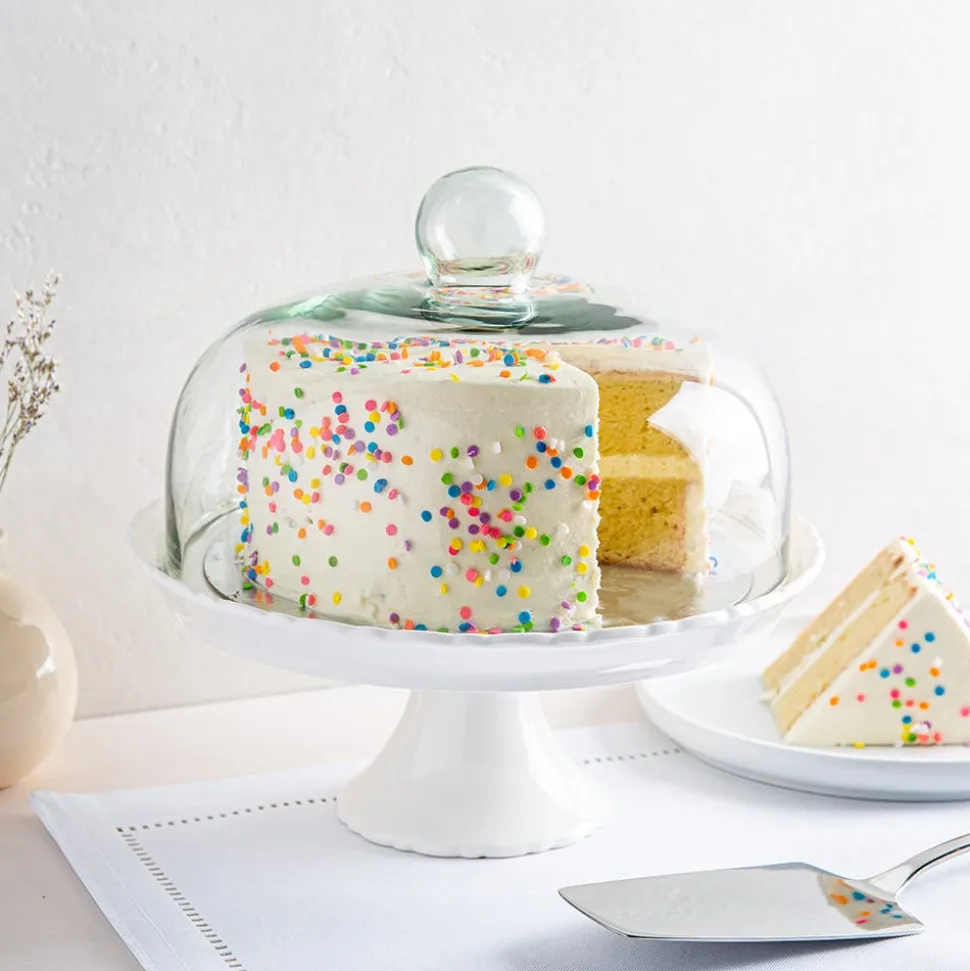 KSP Heritage Porcelain Cake Plate with Cover (White)