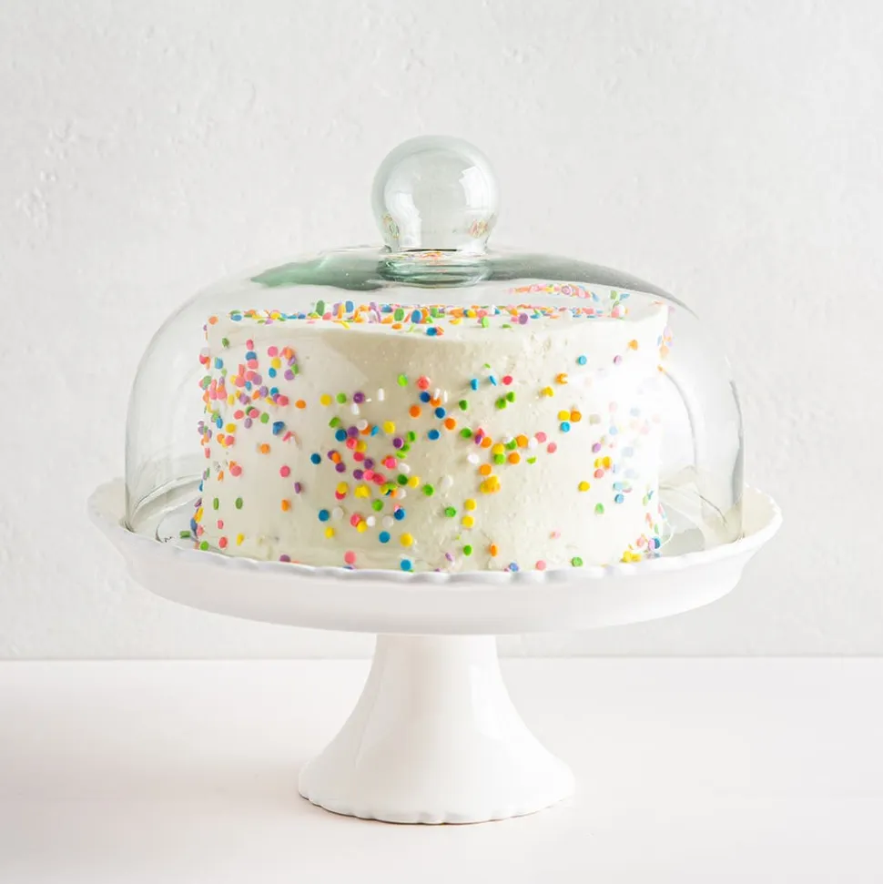 KSP Heritage Porcelain Cake Plate with Cover (White)