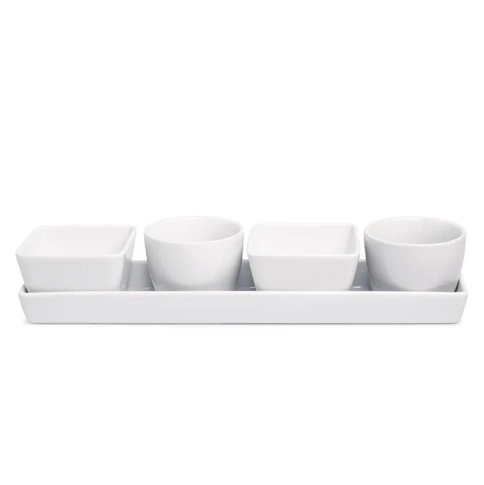 KSP Host Porcelain Mini Bowls with Tray - Set of 5 (White)