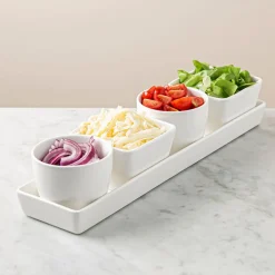 KSP Host Porcelain Mini Bowls with Tray - Set of 5 (White)
