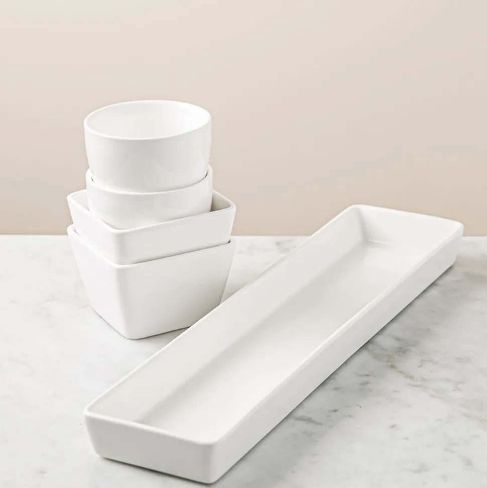 KSP Host Porcelain Mini Bowls with Tray - Set of 5 (White)