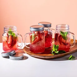 KSP Ice Cold Glass Mason Drinking Jar - Set of 4 (Clear)