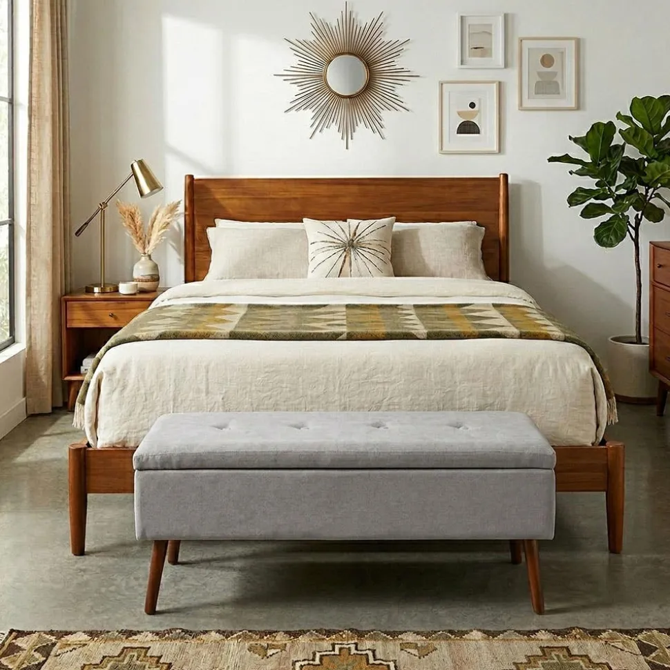 KSP Isabella Tufted Storage Bench (Light Grey)