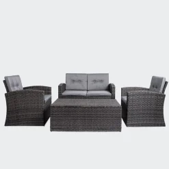 KSP Jardin Outdoor Seating with Table Set - Set of 4 (Grey)