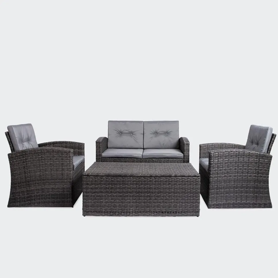 KSP Jardin Outdoor Seating with Table Set - Set of 4 (Grey)