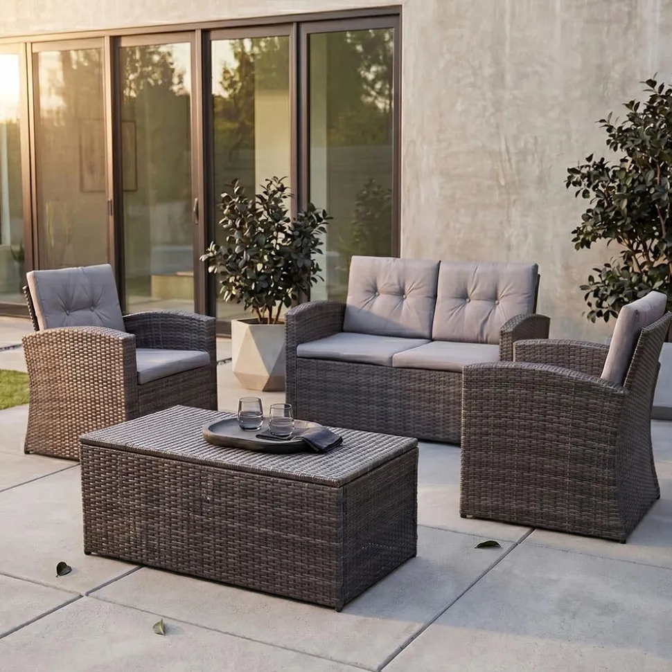 KSP Jardin Outdoor Seating with Table Set - Set of 4 (Grey)