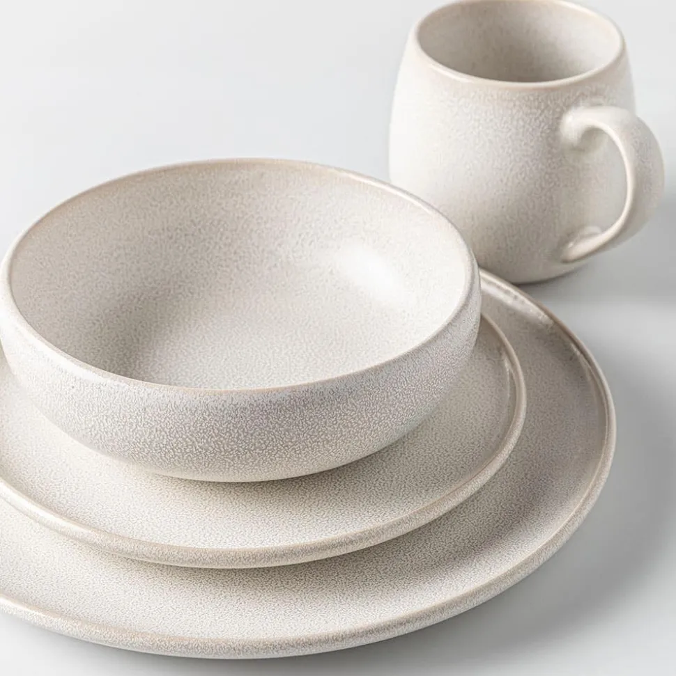 KSP Lysa Reactive Stoneware Dinnerware - Set of 16 (Taupe)
