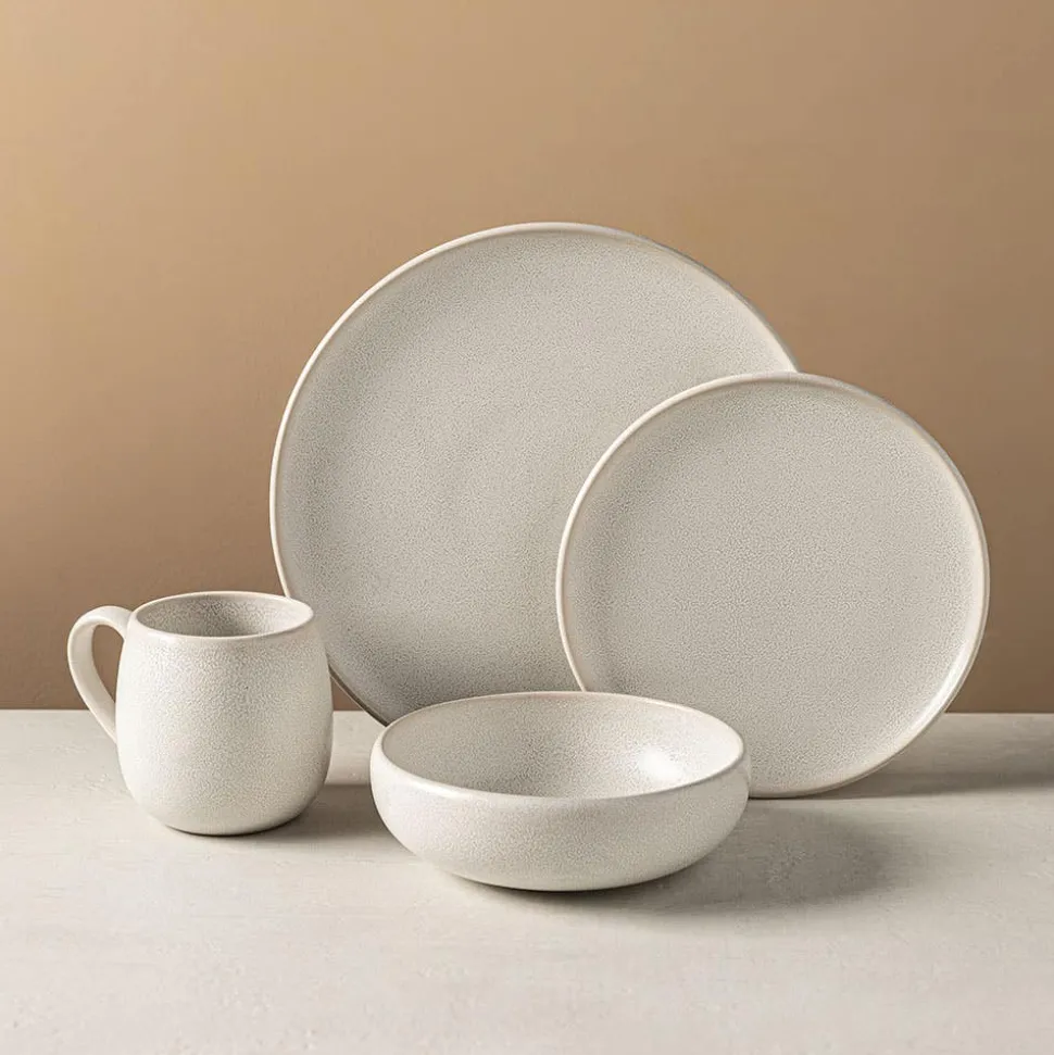 KSP Lysa Reactive Stoneware Dinnerware - Set of 16 (Taupe)