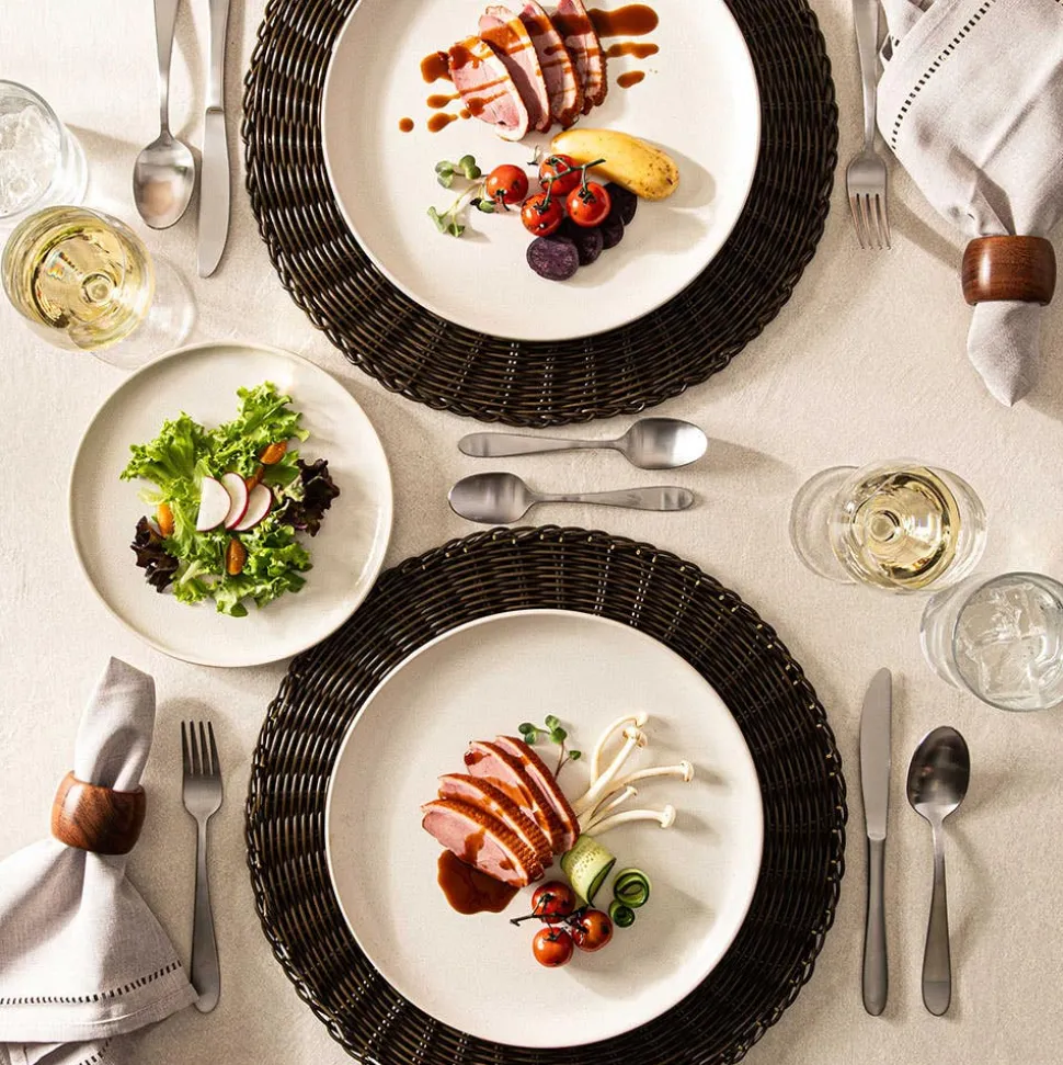 KSP Lysa Reactive Stoneware Dinnerware - Set of 16 (Taupe)