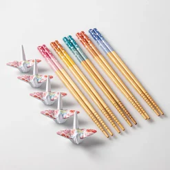KSP Maki 'Swan' Bamboo Chopsticks with Rests - Set of 10