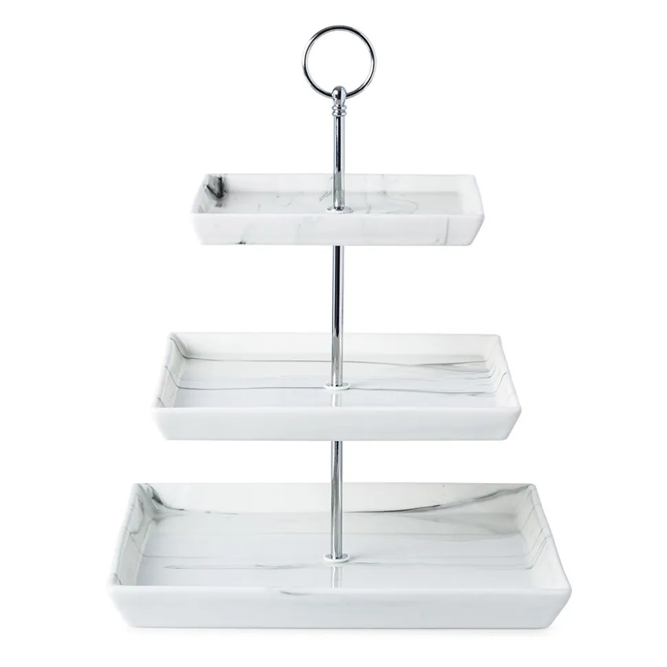 KSP Marble Porcelain Buffet Stand 3-Tier (White/Grey)