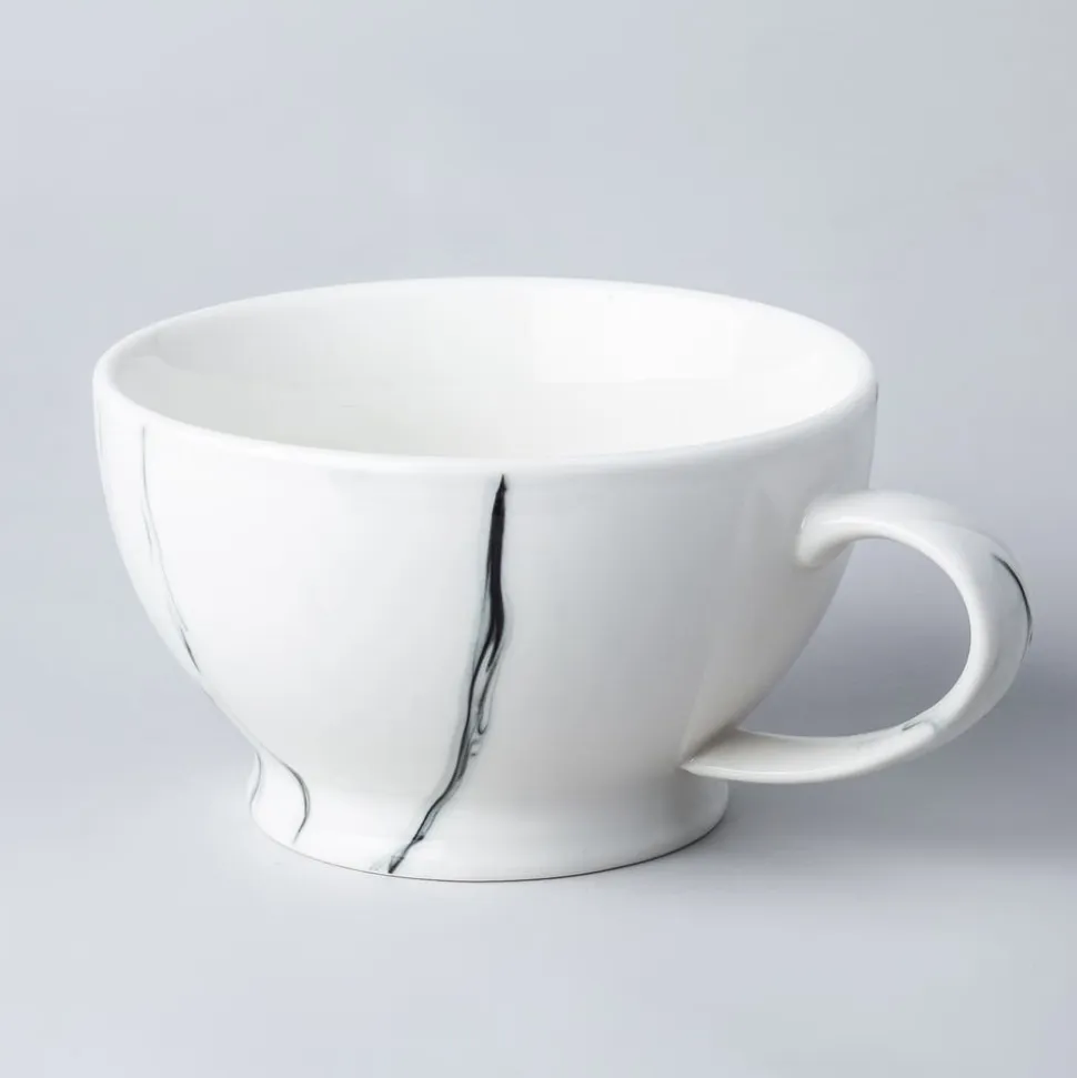 KSP Marble Porcelain Cafe Latte Cup (White/Grey)