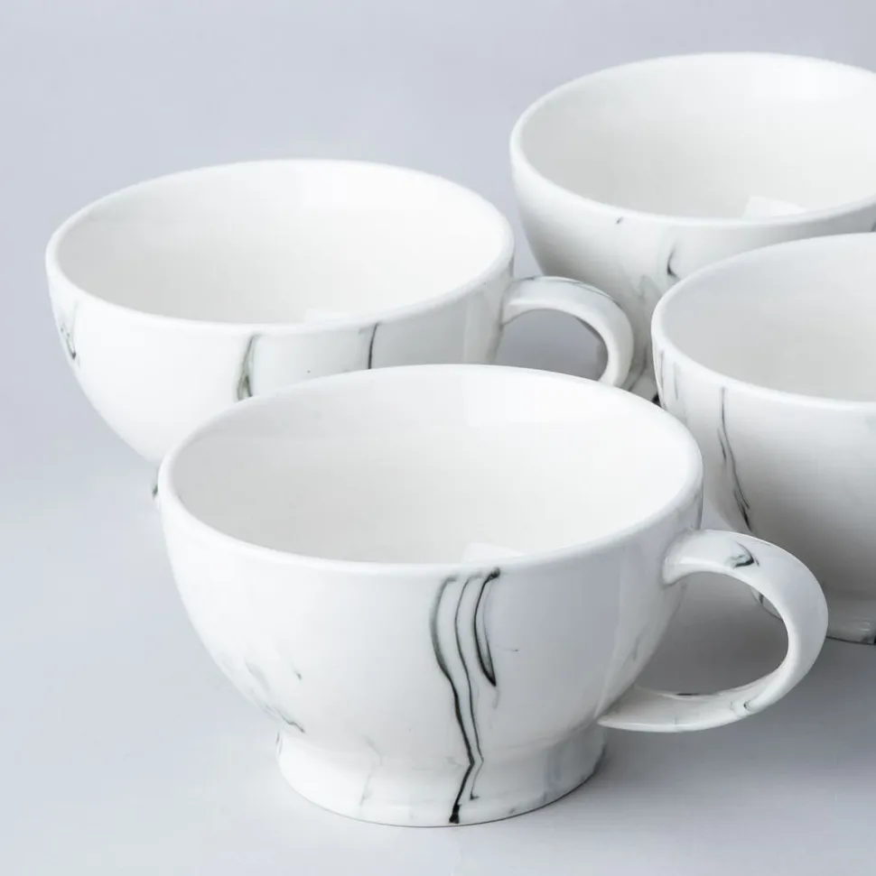 KSP Marble Porcelain Cafe Latte Cup (White/Grey)