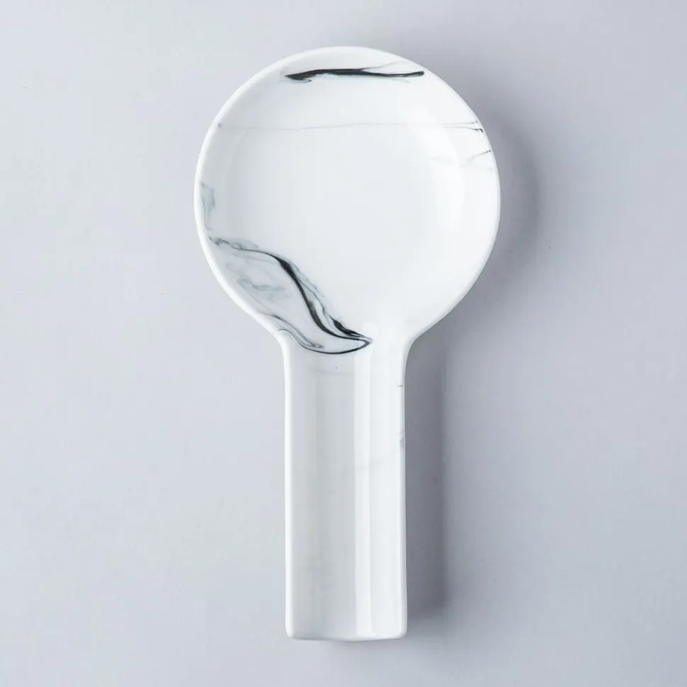 KSP Marble Porcelain Flat Spoon Rest (White/Grey) 24 x 12.5 x 3 cm