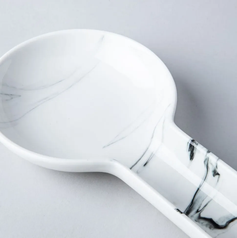KSP Marble Porcelain Flat Spoon Rest (White/Grey) 24 x 12.5 x 3 cm