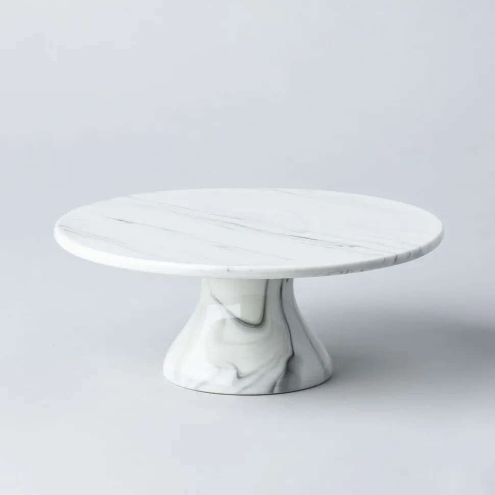 KSP Marble Porcelain Footed Cake Plate (White/Grey)