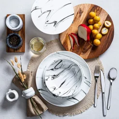 KSP Marble Porcelain Footed Cake Plate (White/Grey)