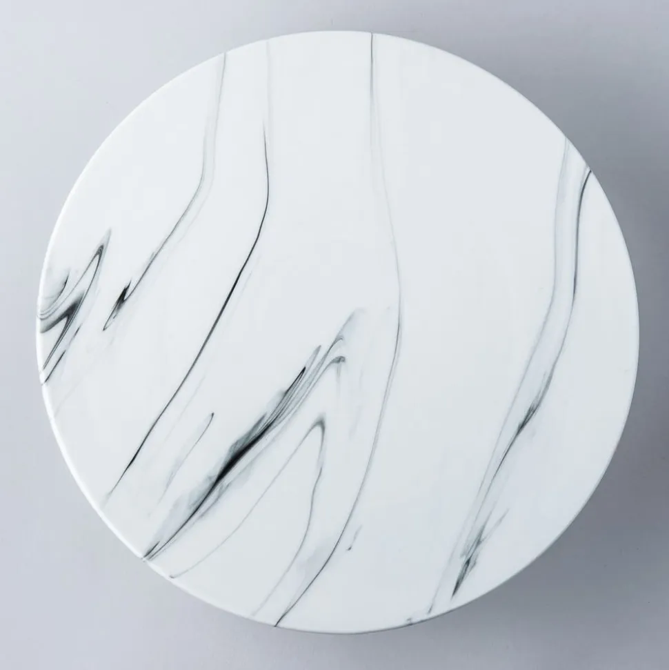 KSP Marble Porcelain Large Footed Cake Plate (White/Grey)
