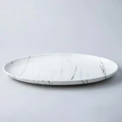KSP Marble Porcelain Large Oval Platter (White/Grey)