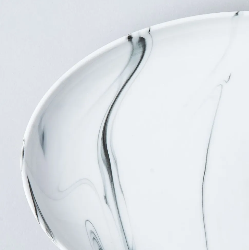 KSP Marble Porcelain Oval Platter (White/Grey)