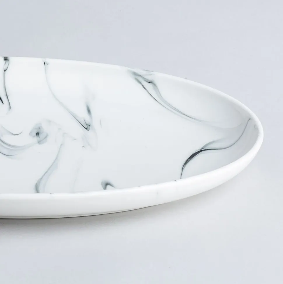 KSP Marble Porcelain Oval Platter (White/Grey)