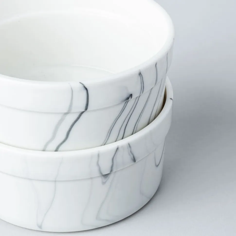 KSP Marble Porcelain Ramekin - Set of 4 (White/Grey)