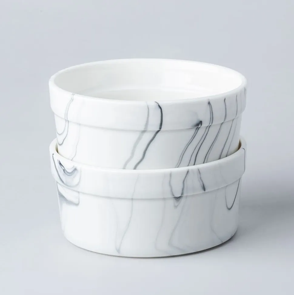 KSP Marble Porcelain Ramekin - Set of 4 (White/Grey)