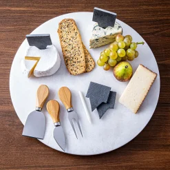 KSP Marble Turntable Cheese Board Combo - Set of 9 (White/Grey)