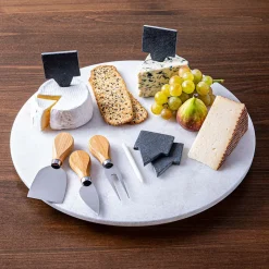 KSP Marble Turntable Cheese Board Combo - Set of 9 (White/Grey)