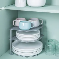 KSP Mesh Corner Shelf 2-Tier (Silver) 23 x 23 x 21.5 cm