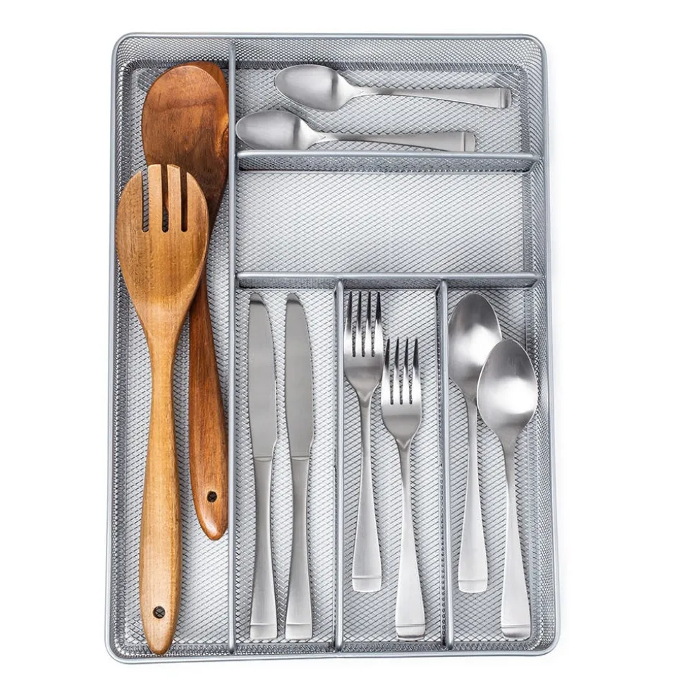 KSP Mesh Cutlery Tray - Large (Silver) 40.5 x 28 x 5 cm