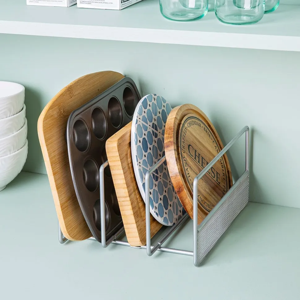 KSP Mesh Divided Pan-Board Rack (Silver) 25.5 x 22 x 13 cm