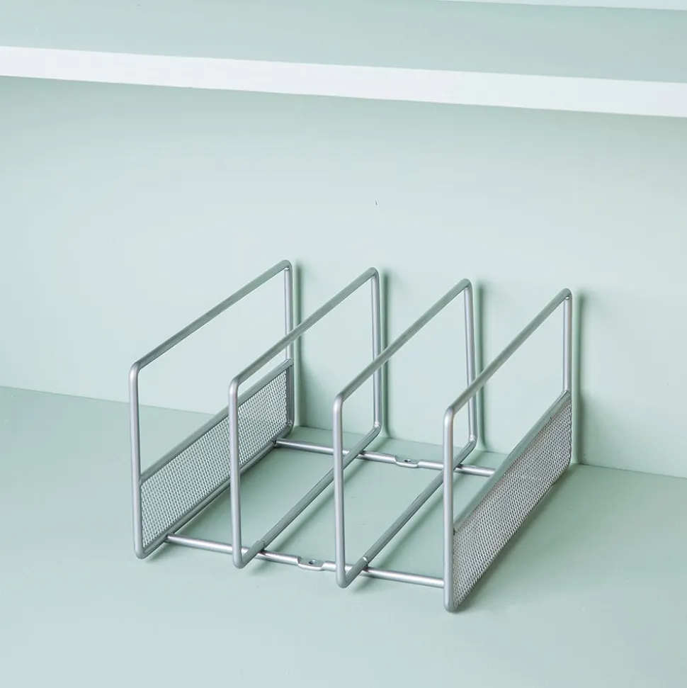 KSP Mesh Divided Pan-Board Rack (Silver) 25.5 x 22 x 13 cm