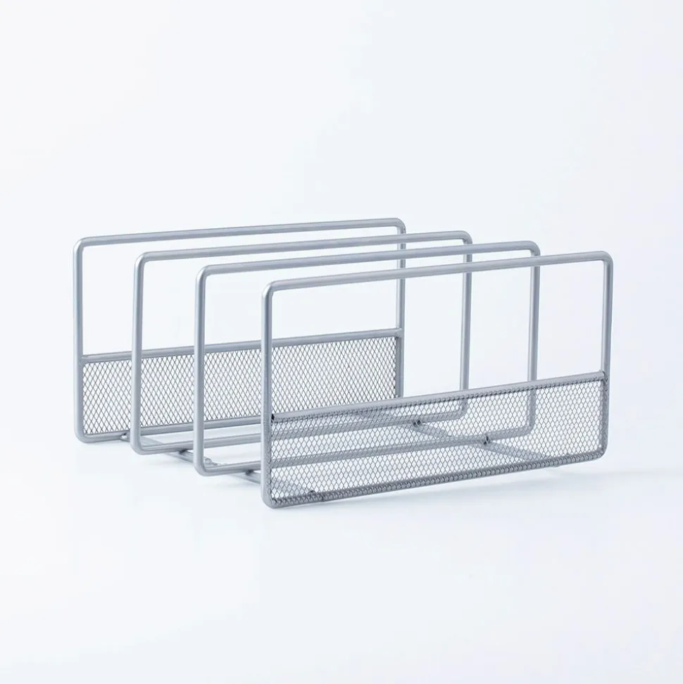 KSP Mesh Divided Pan-Board Rack (Silver) 25.5 x 22 x 13 cm