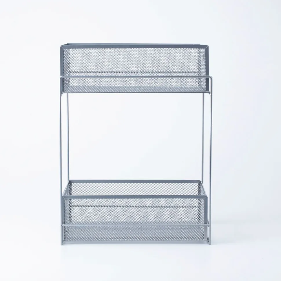 KSP Mesh Sliding Storage Basket 2-Tier (Silver) 31 x 21 x 42 cm