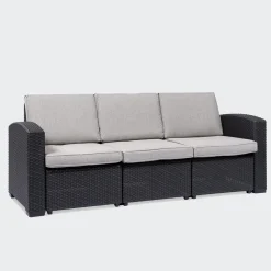 KSP Miami '3-Seat' Couch with Cushions (Brown/Grey)