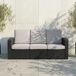 KSP Miami '3-Seat' Couch with Cushions (Brown/Grey)