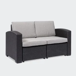 KSP Miami '2-Seat' Couch with Cushions (Brown/Grey)